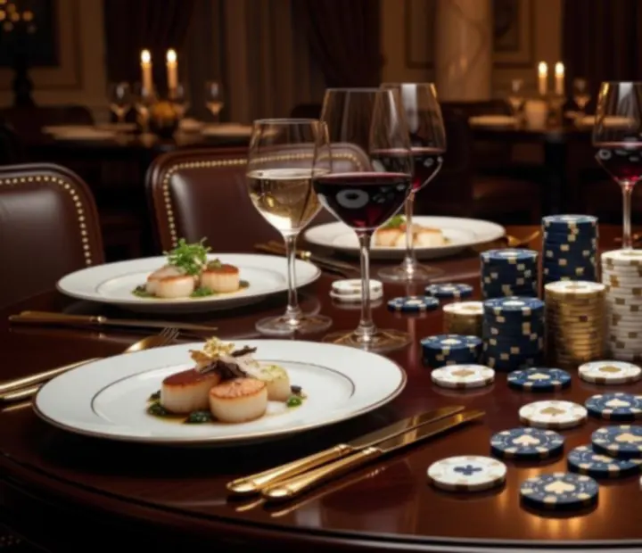 Gurmánské menu servírované během pokerového večera v restauraci