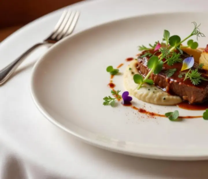 Gourmet fine dining pokrm servírovaný v Wonderstar s. r. o. casino restauraci.