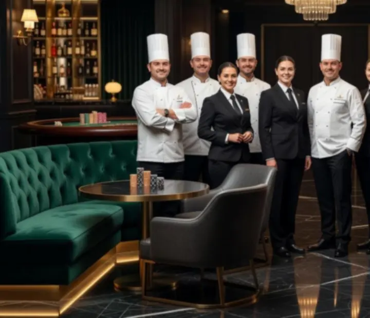 Tým restaurace Bohe Vixx v elegantním casino prostředí